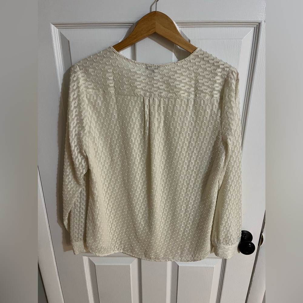 Talbots Cream Textured Button-Up Blouse Size 10 - image 7
